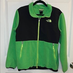 The North Face Boys XL 18/20 Denali Fleece Jacket Green Black Zip Up